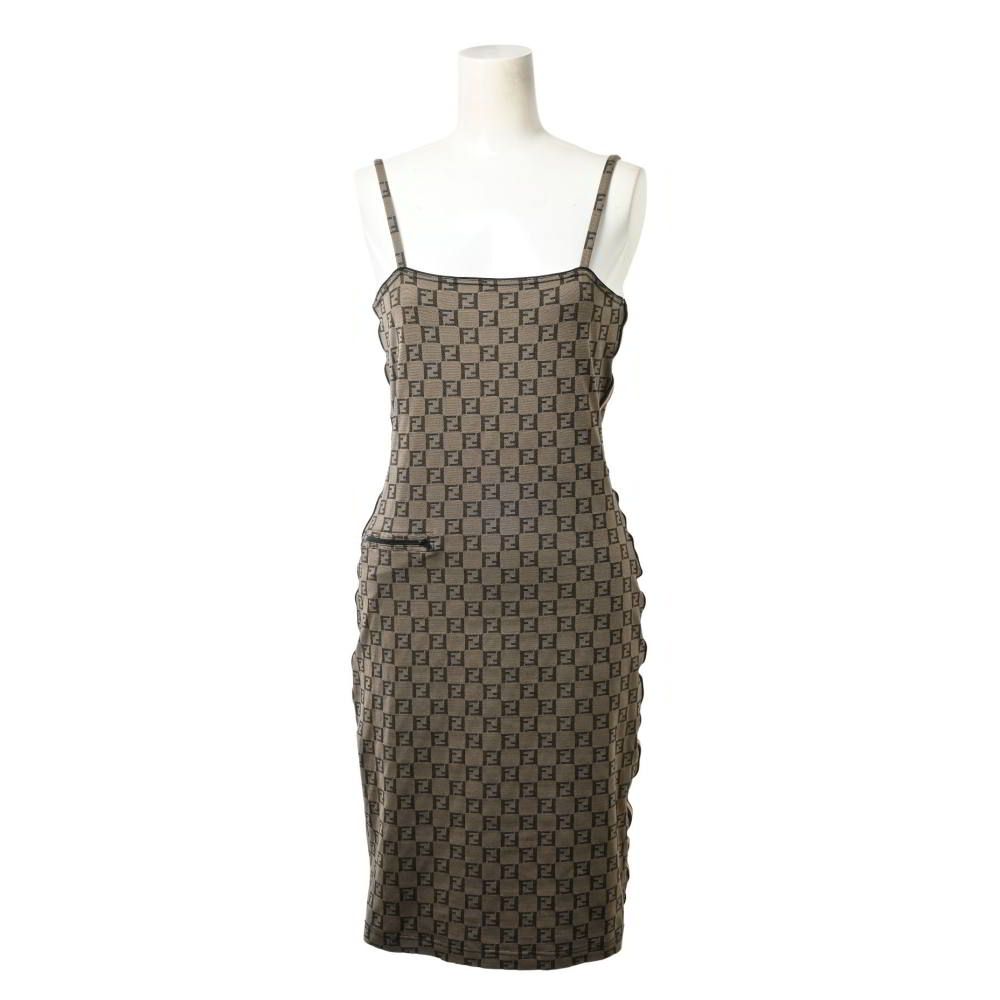 FENDI フェンディ　ズッカ柄キャミワンピース　トリコロール　ヴィンテージ FENDI フェンディ ズッカ柄キャミワンピース トリコロール ヴィンテージ
