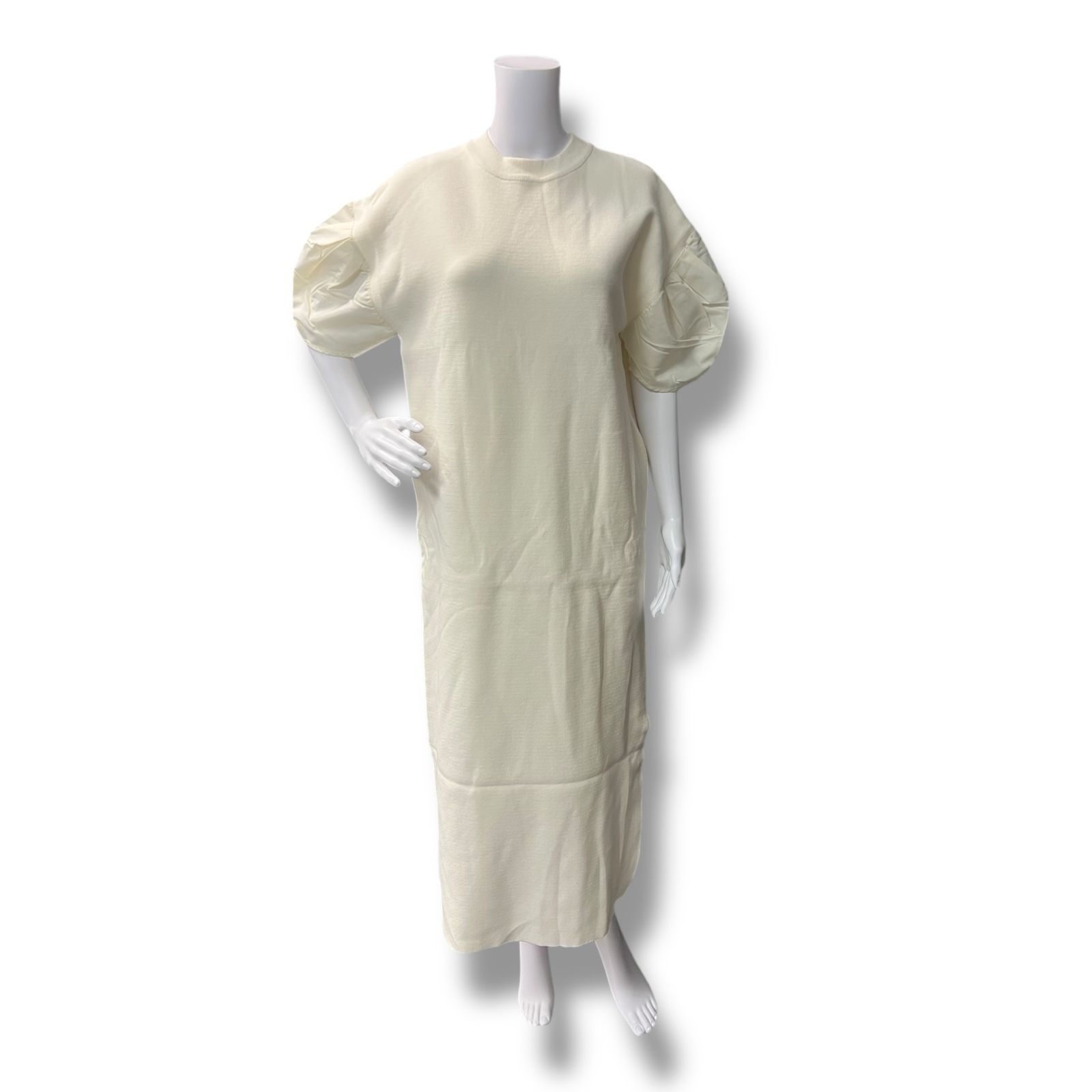 参考上代17600円 HeRIN.CYE Docking tight dress ドッキングタイトドレス ニットワンピース ヘリンドットサイ ホワイト F 942 A 1