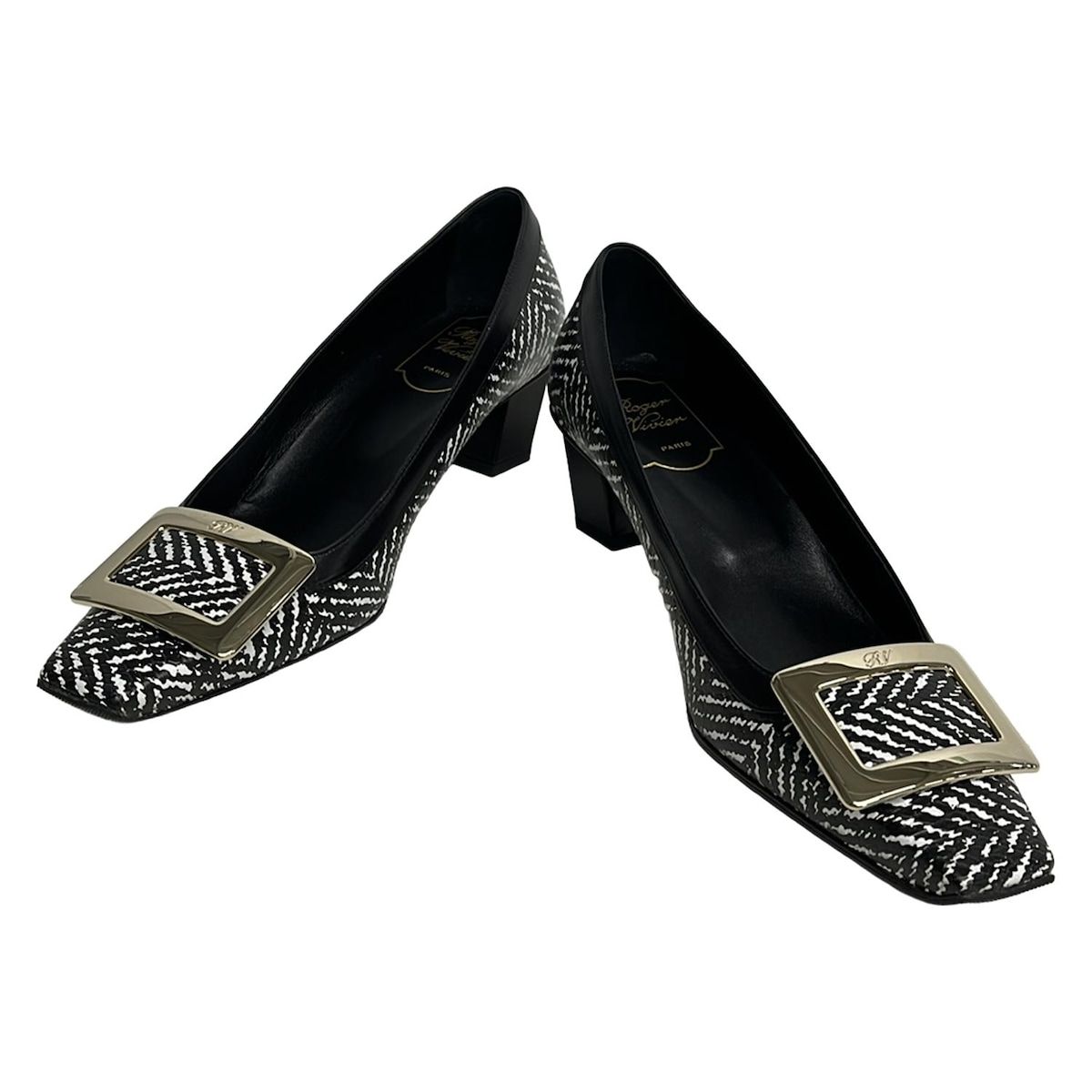 RogerVivier(ロジェヴィヴィエ) パンプス ツイード 37 RogerVivier(ロジェヴィヴィエ) パンプス 37 1/2 レディース - 黒×白