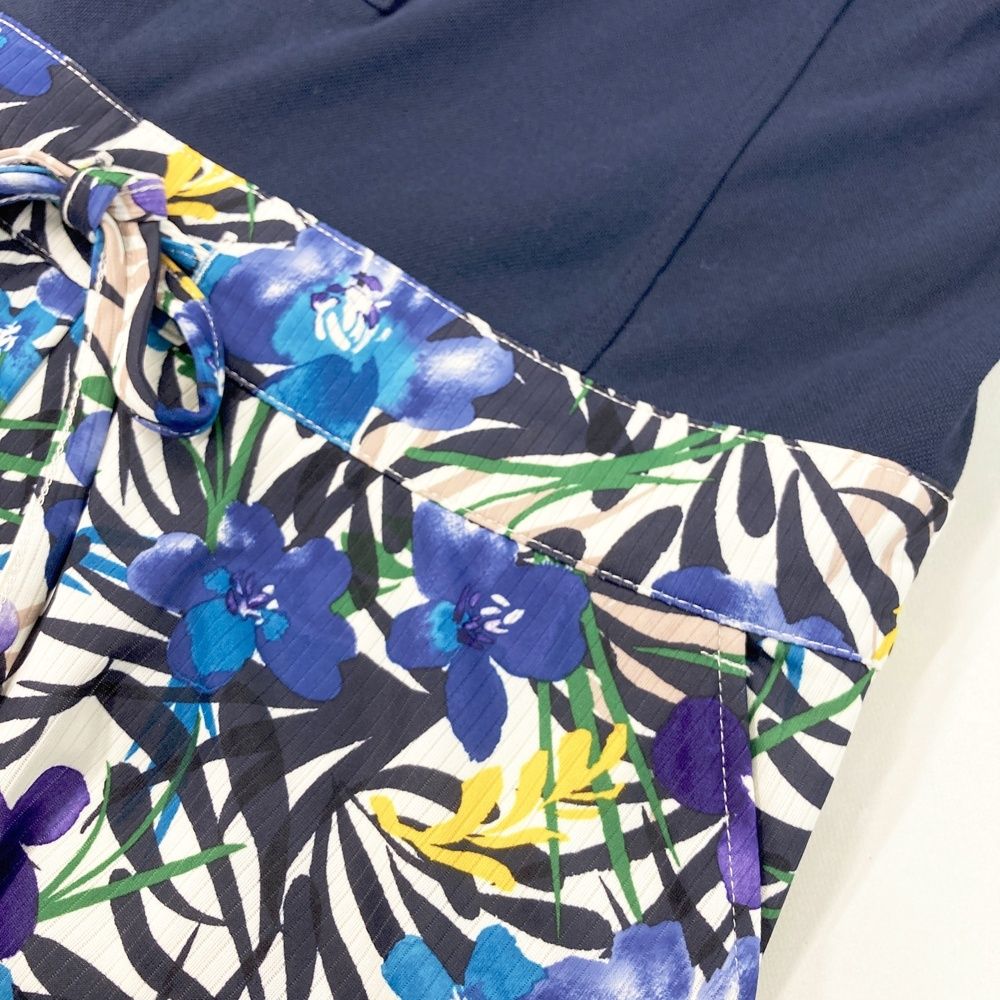 サイズ：S CALLAWAY キャロウェイ 半袖ポロ ワンピース 花柄 ネイビー