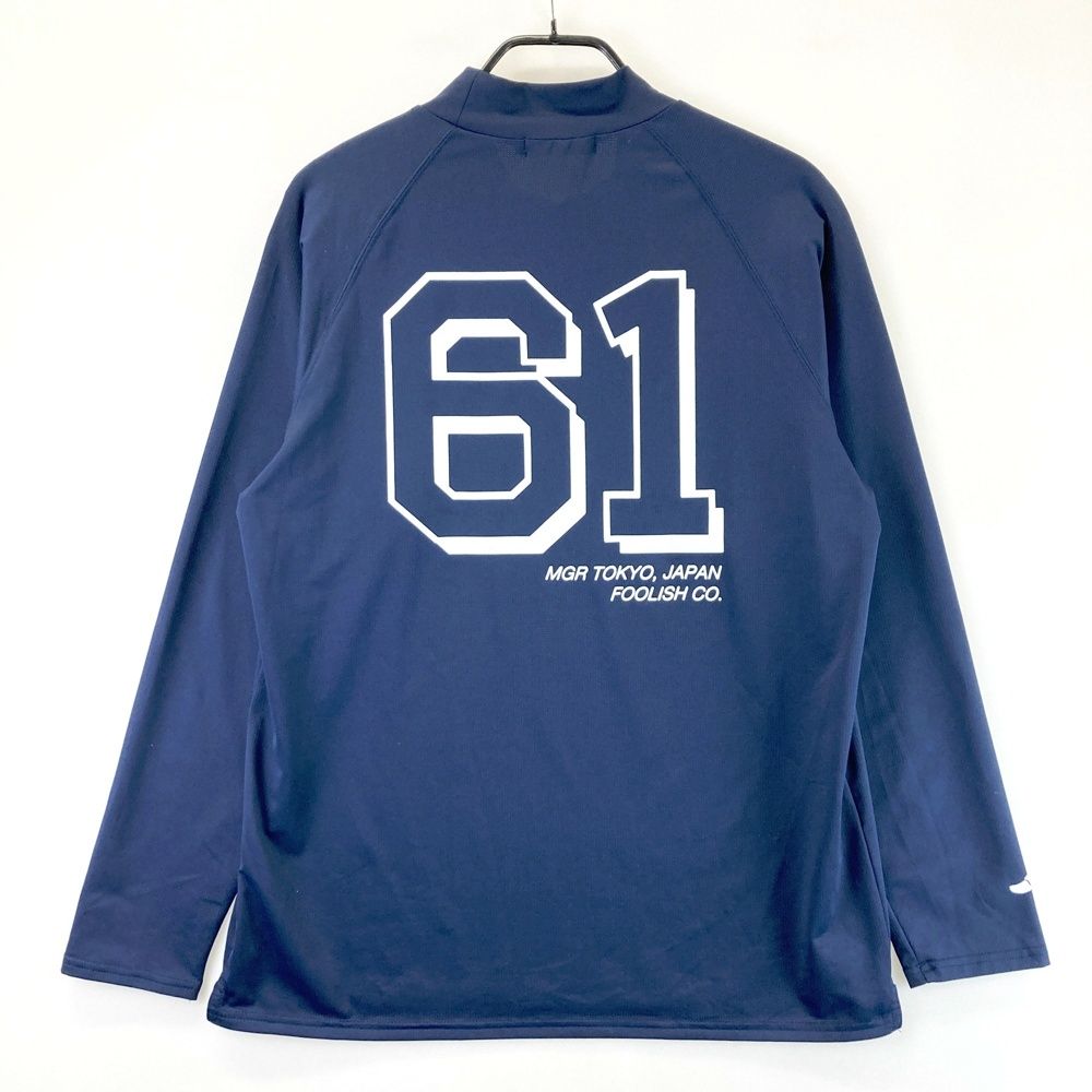 サイズ L ROUGH-SWELL ラフアンドスウェル 長袖モックネックTシャツ ネイビー系 ゴルフウェア メンズ ストスト