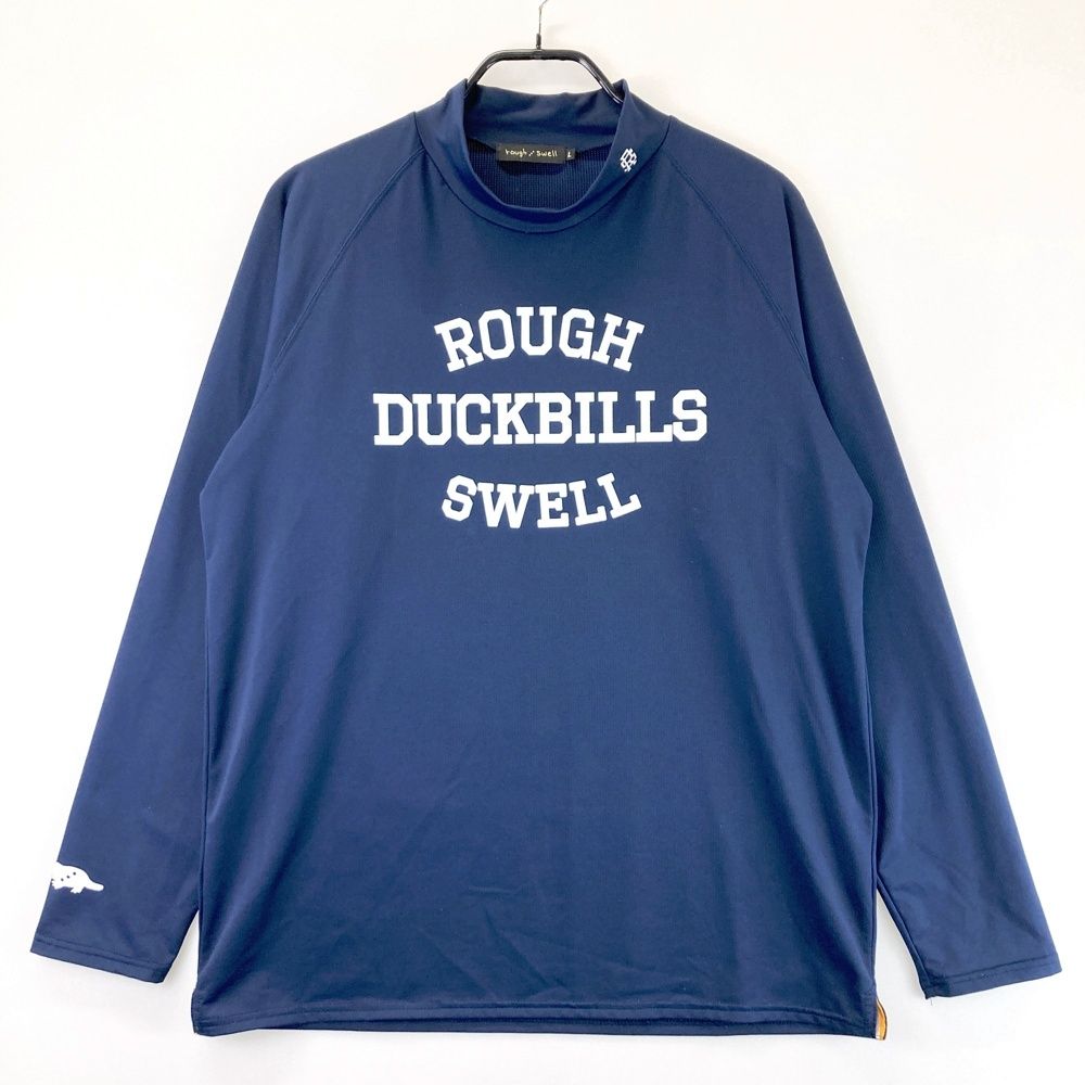 サイズ L ROUGH-SWELL ラフアンドスウェル 長袖モックネックTシャツ ネイビー系 ゴルフウェア メンズ ストスト