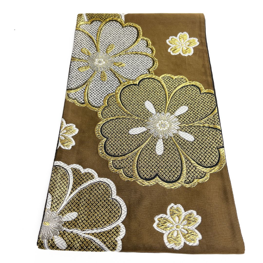 振袖帯 八重桜 鹿の子 金糸 銀糸 袋帯 着物 122 b d ms