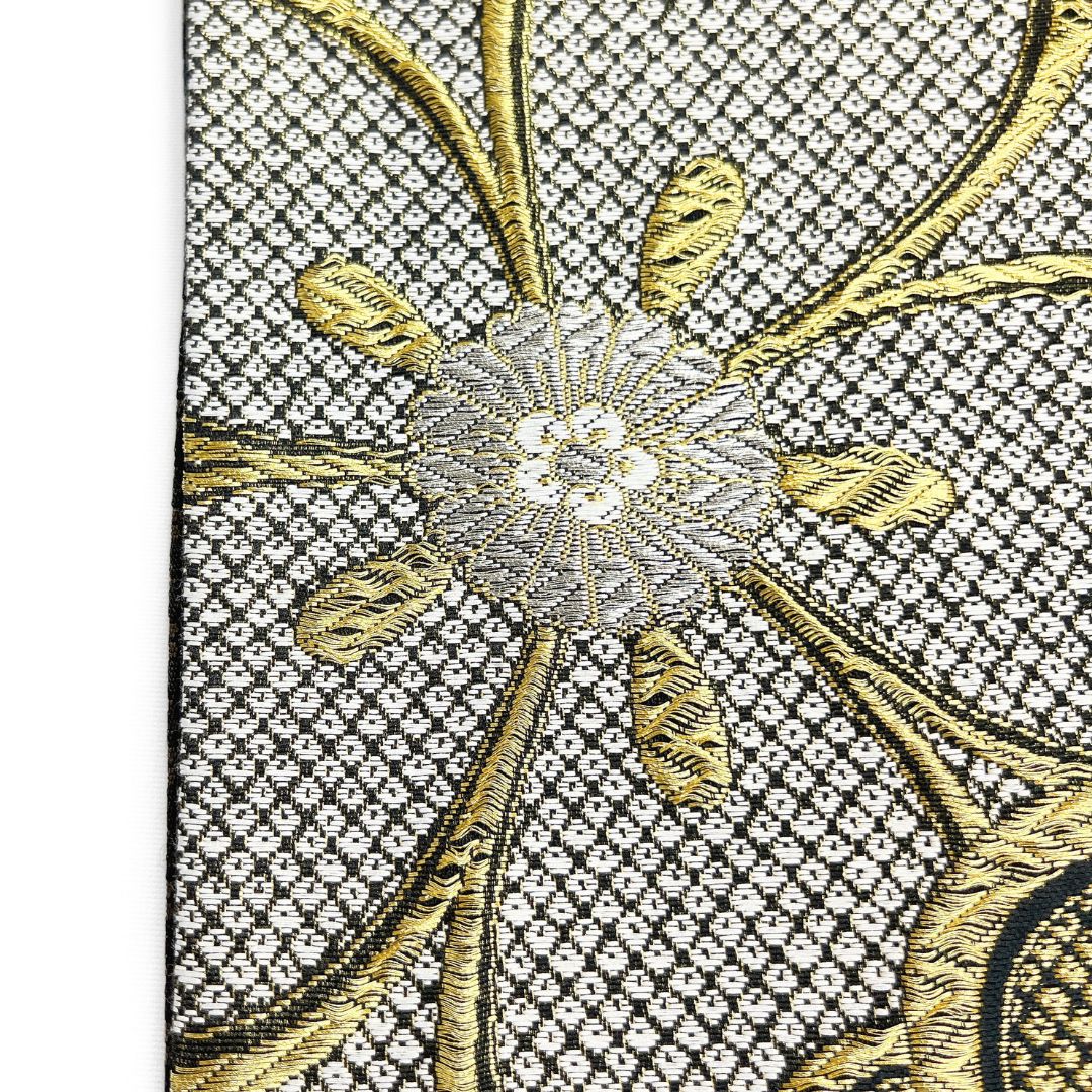  振袖帯 八重桜 鹿の子 金糸 銀糸 袋帯 着物 122 b d ms 袋帯 帯