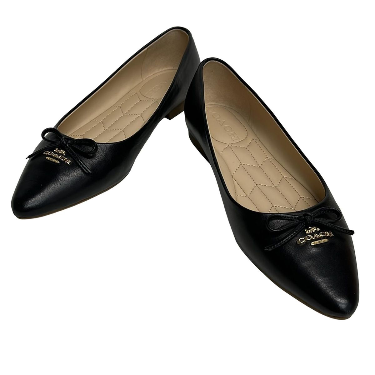 美品 コーチ フラットシューズ COACH(コーチ) フラットシューズ 23 レディース - 黒 リボン レザー