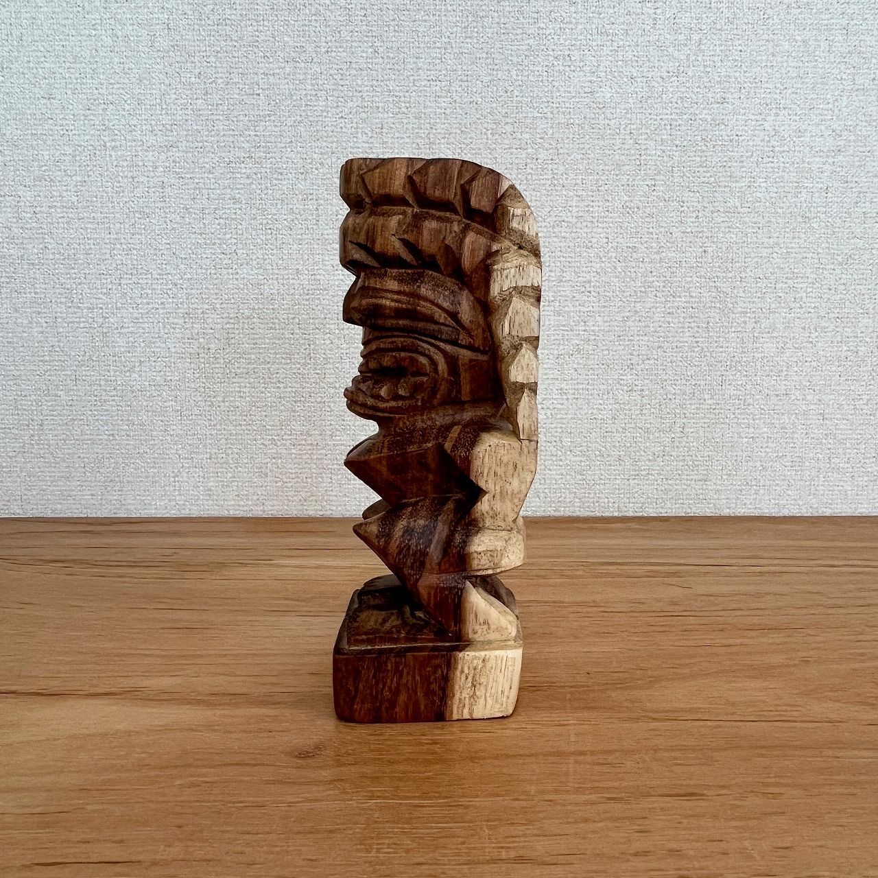 ティキの木彫りの置物TIKI Winner 30cm セット木製スワール無垢材