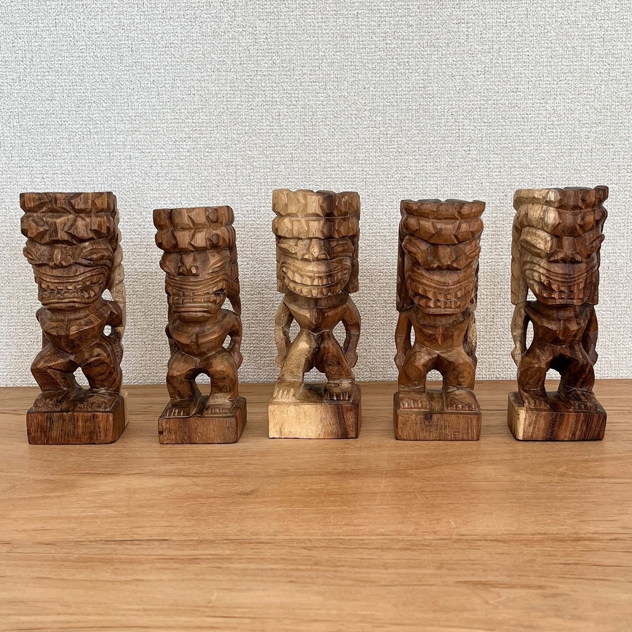 ティキの木彫りの置物 カナロア TIKI KANALOA 20cm ナチュラル 木製