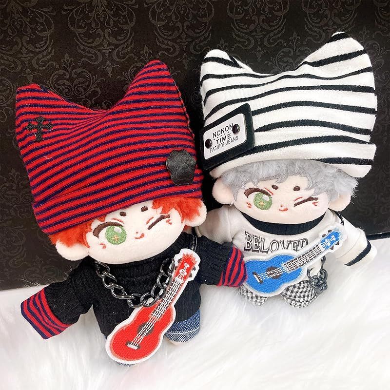 新品】 猫耳ニット帽&シャツ&パンツ&ギターセット 10cm用 ホワイト