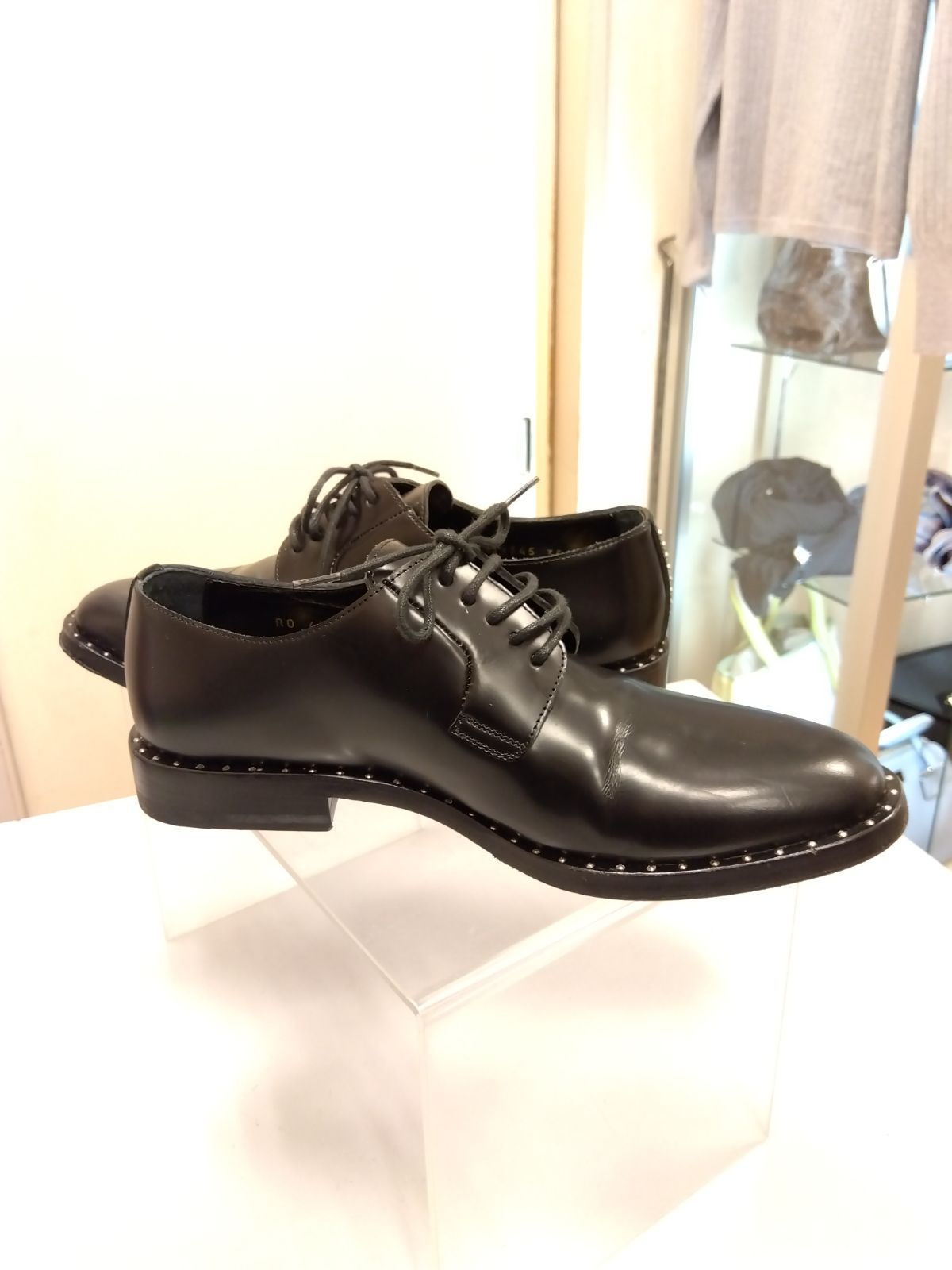 M 7 サンローラン パリ SAINT LAURENT PARIS ディラン 20 スタッズ ダービーシューズ Dylan Studded Derby Shoes サイズ３５ブラック レザー