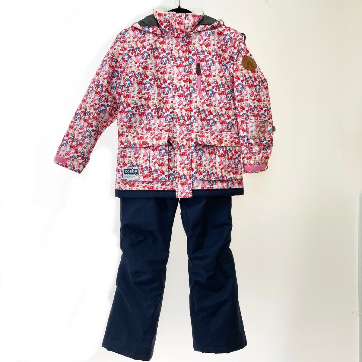 〇〇Cosby 花柄 スキーウェア上下セット 140cm ピンク×ネイビー - メルカリ
