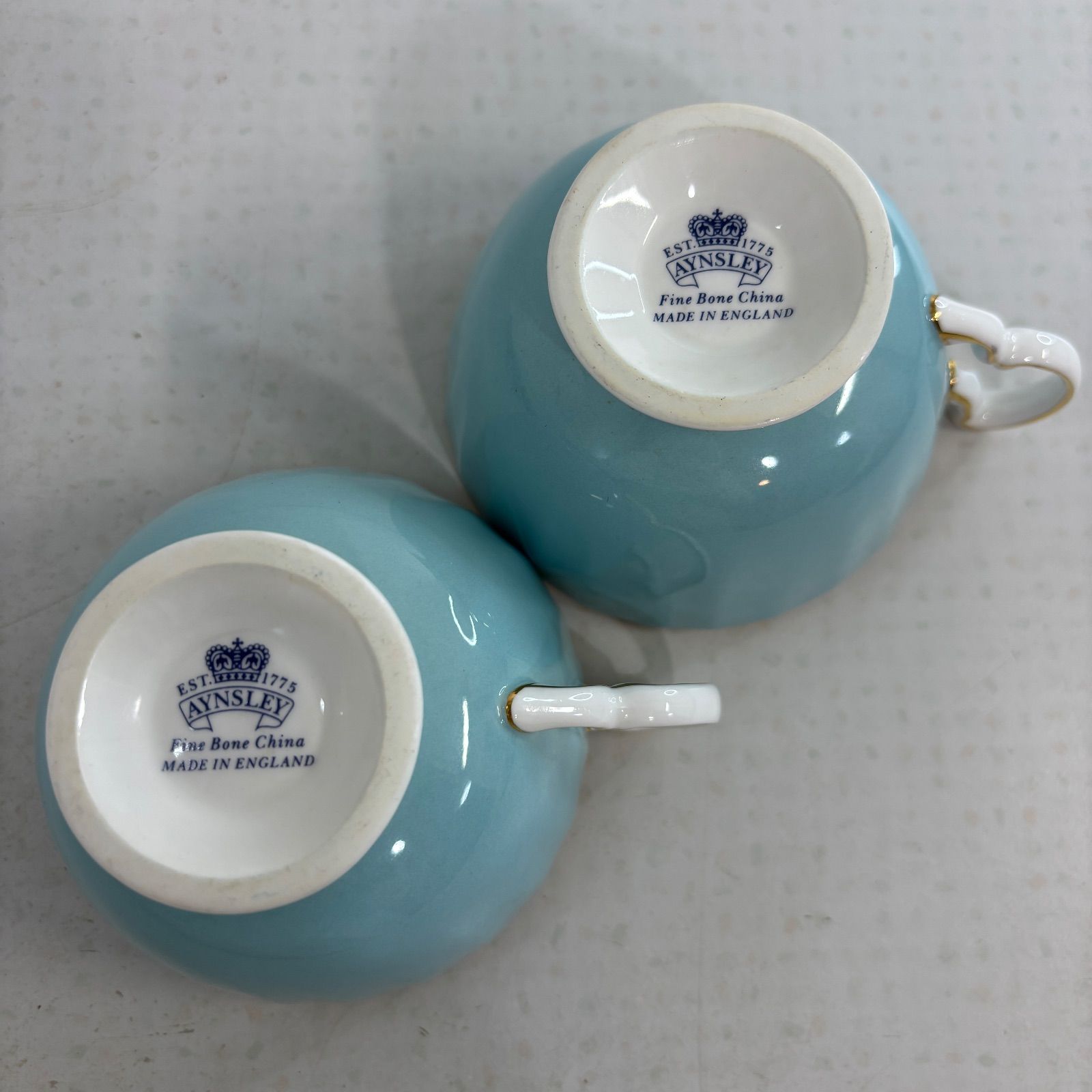  Aynsley ハワードスプレー カップ ソーサー 4客セット ターコイズブルー ティーカップ ソーサー コーヒー ティーカップ