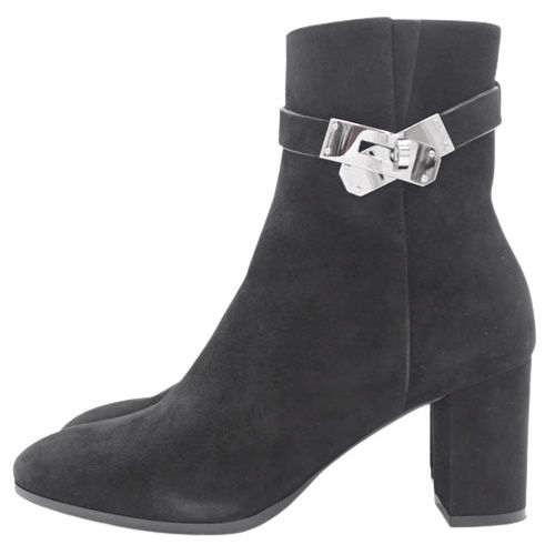 HERMES エルメス サンジェルマン ショートブーツ ブラック黒 スウェード スエード レザー パラジウム金具 シルバー金具 ブーツ アパレル 靴 くつ ケリー レディース アラモード