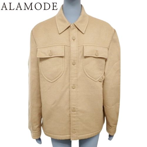 LOUIS VUITTON ルイ ヴィトン ダブルフェイスウールブレンドオーバーシャツ RM 241 Q ジャケット アパレル モノグラム L ウール カシミヤ ベージュ ブラウン茶 1 AFA 43 メンズ アラモード