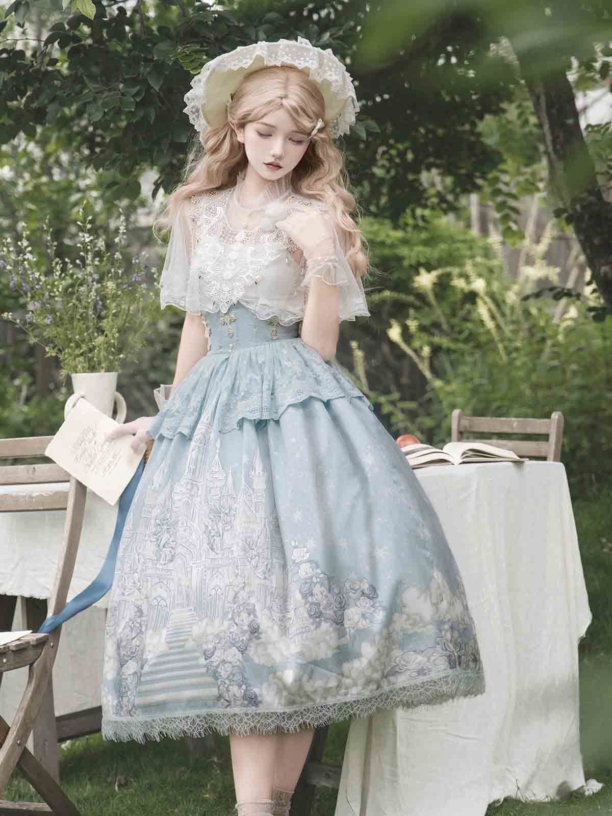 夢境 Lolita ロリータ 洋装 甘めワンピース 気質 フェミニンドレス レディース 日常お出かけ 撮影 イベント コスプレ 仮装 ガーリー清楚系 体型カバー 甘かわ華やかスタイル 夢かわロリータワンピ