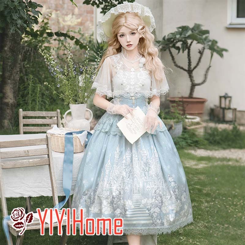 夢境 Lolita ロリータ 洋装 甘めワンピース 気質 フェミニンドレス レディース 日常お出かけ 撮影 イベント コスプレ 仮装 ガーリー清楚系 体型カバー 甘かわ華やかスタイル 夢かわロリータワンピ