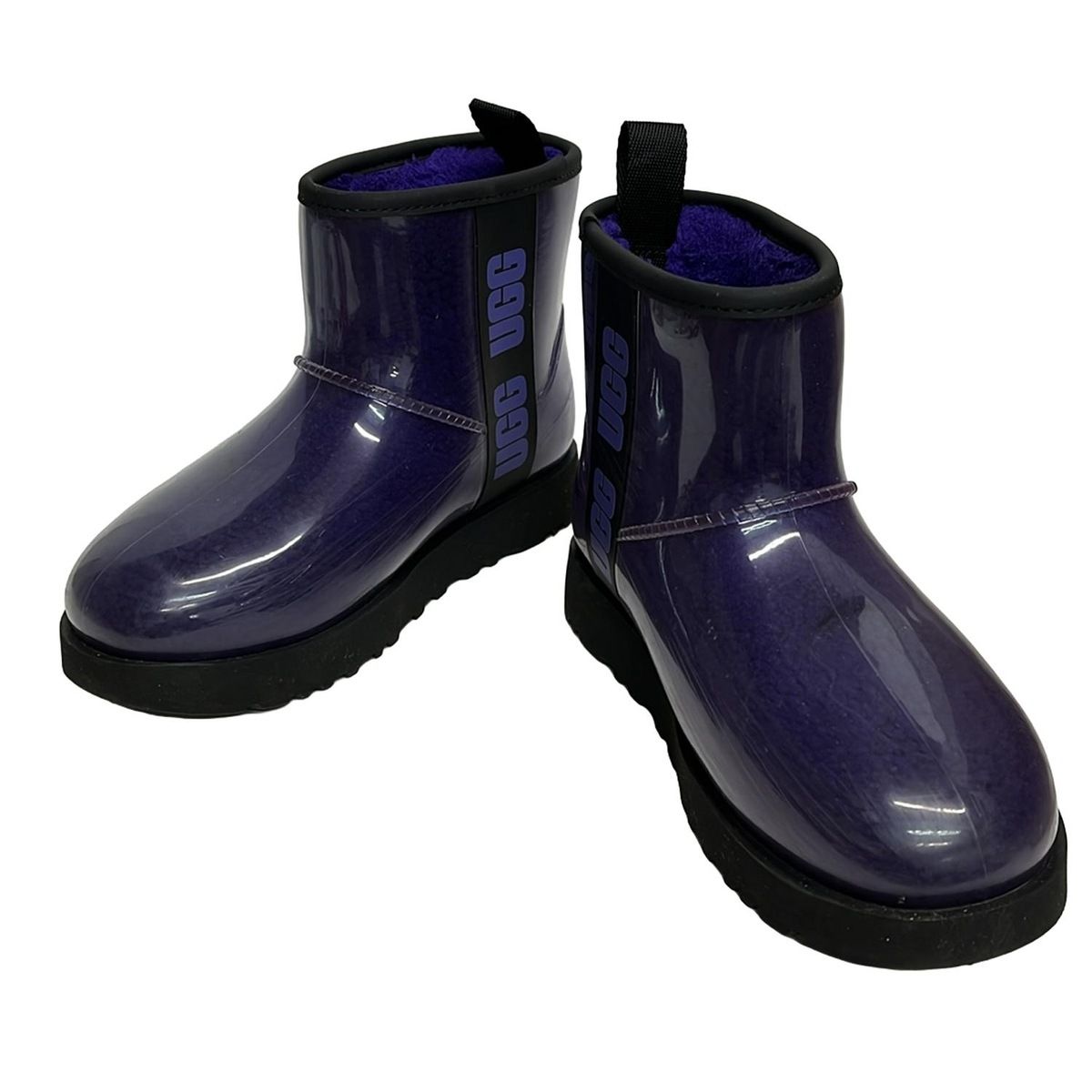 UGG アグ レインブーツ 23 レディース クラシック クリア ミニ 113190 パープル×黒 WATERPROOF インソール取外し可