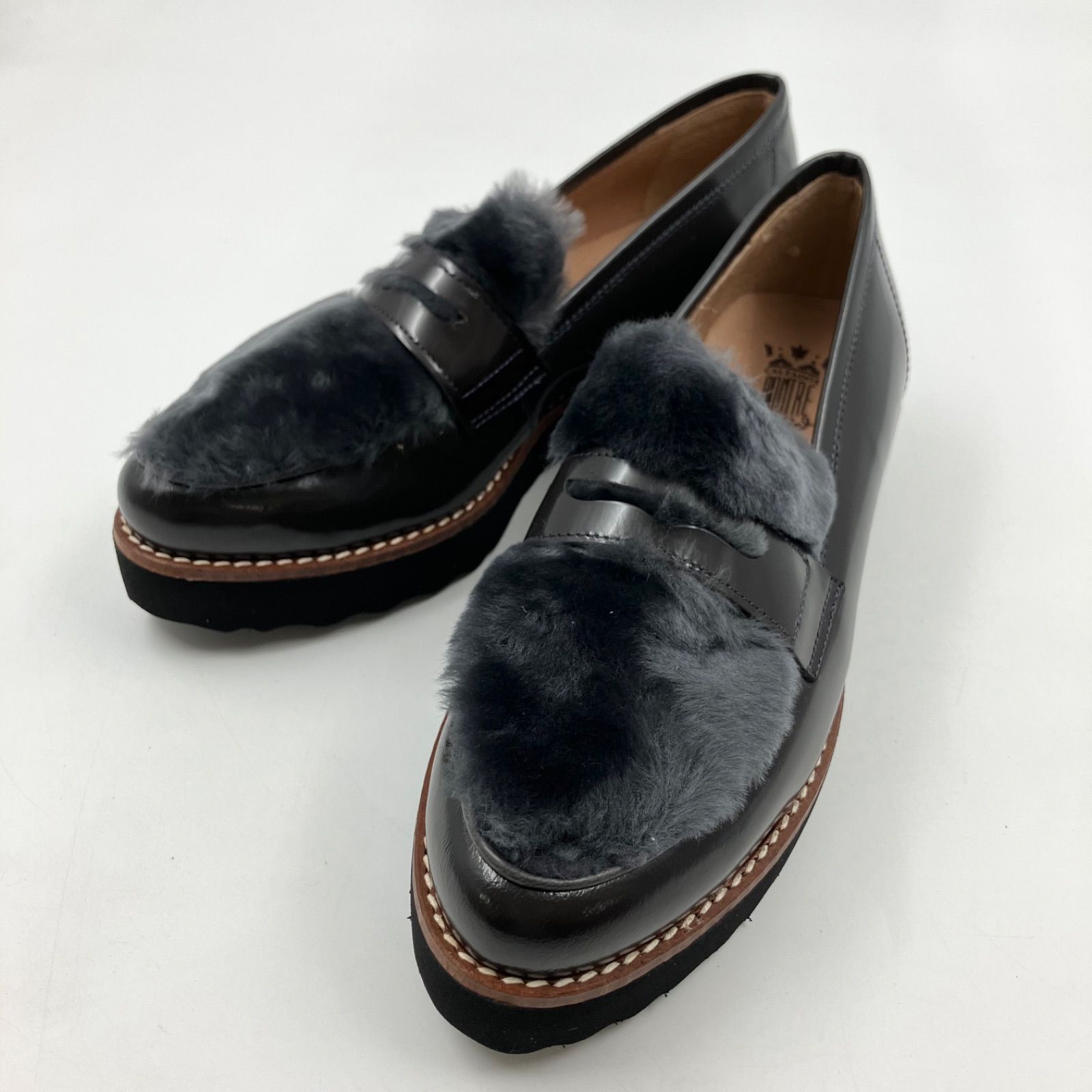OG22 BONTRE ボントレ シープボア 厚底 ローファー 本革 ダーク 