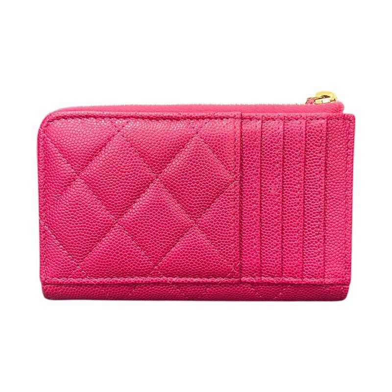 シャネル CHANEL フラグメントカードケース AP 4478 パープル GD キャビア レディース カードケース