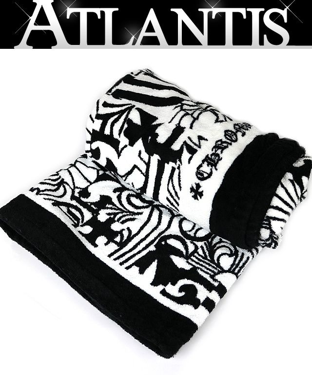 CHROME HEARTS クロムハーツ 大判 総ロゴ ビーチタオル ユニセックス インテリア ギフト 黒 白 101413