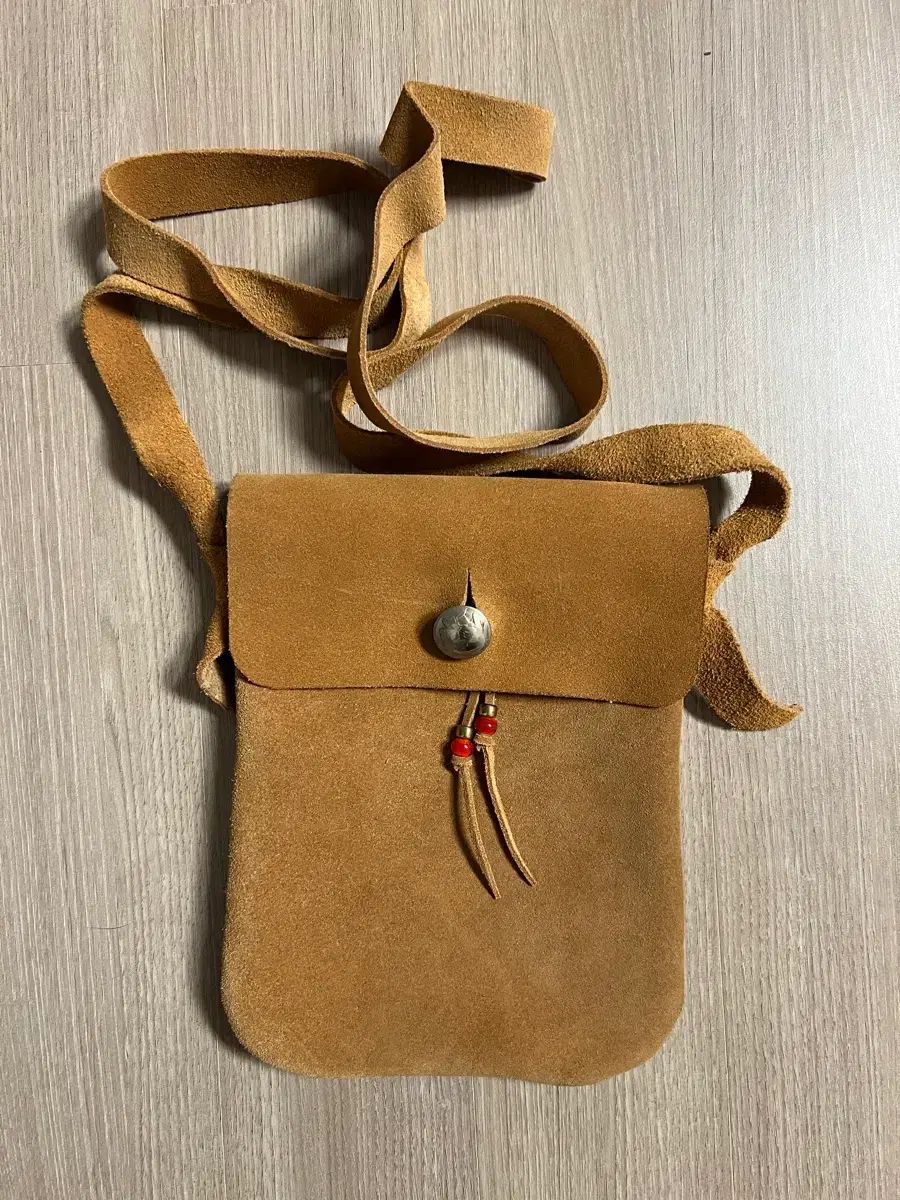 天然スウェード ハンドメイド ミニ クロスバッグ