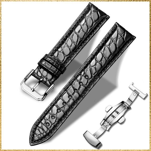 彡送料無料でお届け彡 [Moran] クロコダイル時計ベルト本革 バンド Dバックル18mm 19mm 20mm 21mm 22mm 23mm 24mm ワニ革 バンド 腕時計ベルト ワニ皮ベルト交換ベルト/防水/防汗
