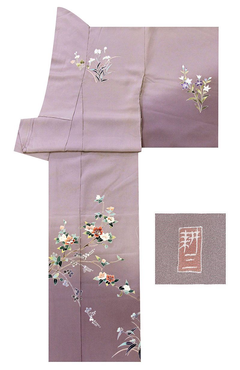 記念感謝祭 仕立無料 本加賀友禅伝統工芸士森田耕三先生作 春秋工芸草花文特撰創作訪問着