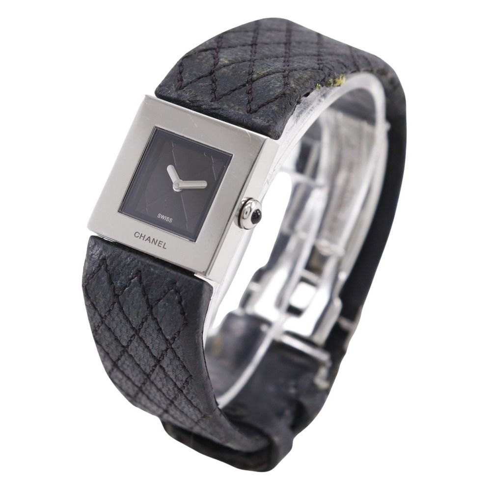 CHANEL シャネル マトラッセ H 0009 ステンレススチール×レザー クオーツ アナログ表示 レディース 黒文字盤 腕時計