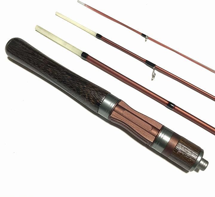 Store 天然木グリップ4.6フィート スピニングパックロッド 4ピースXUL グラスファイバー エクストラウルトラライト スピニングロッド 渓流ロッド 岩魚 ブラック 4.6 ft スピニング4ピース XUL