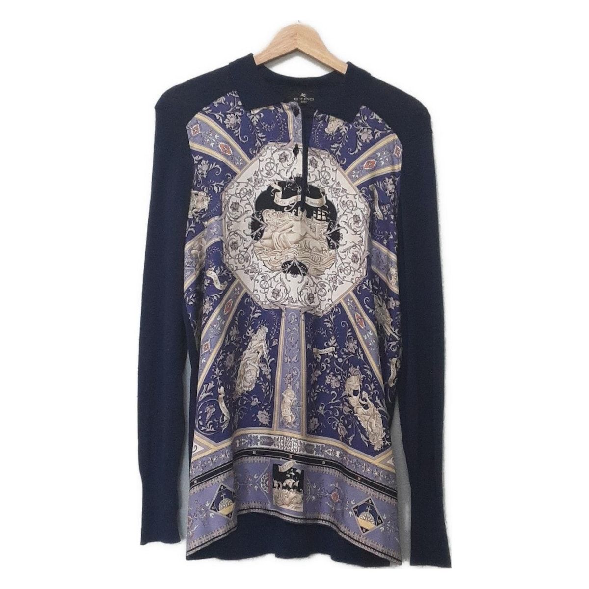 ETRO エトロ チュニック サイズ42 M レディース ネイビー×パープル×マルチ ニット 冬物