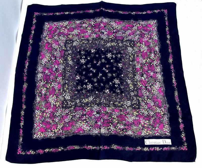227694】Christian Dior クリスチャンディオール 小花柄 スカーフ