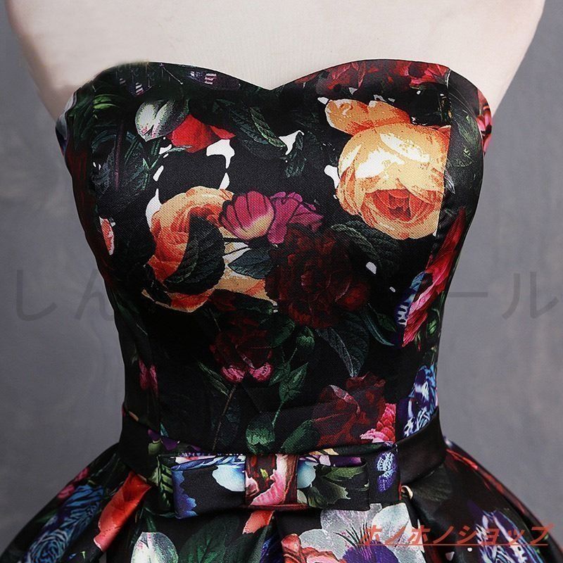  ウエディングドレス ピアノ演奏会 オフショルダー ロングドレス 花プリント ブラック 結婚式 花嫁ドレス 二次会 パーティードレス ウェディングドレス ドレス ブライダル