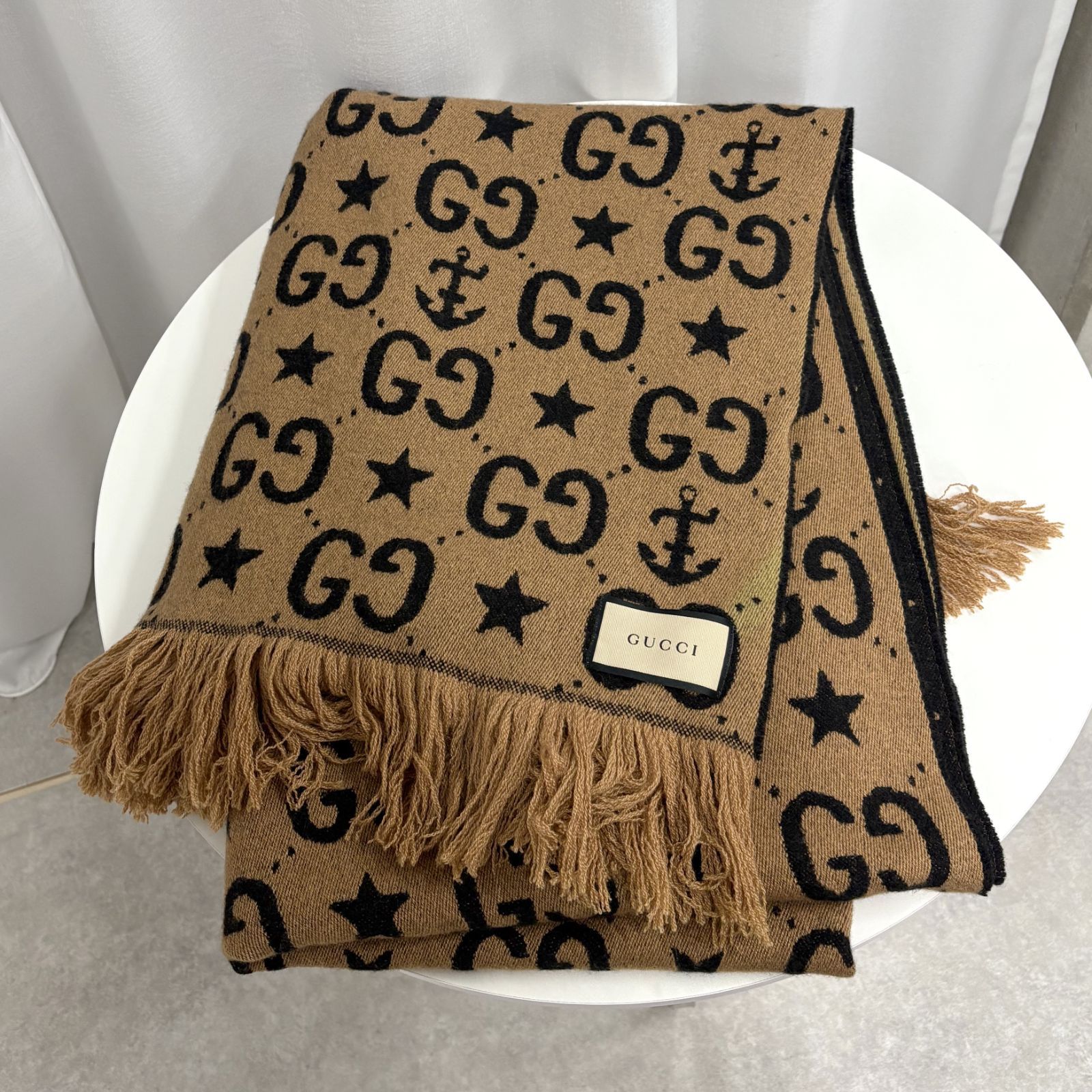 GUCCI ブランケット カシミア ウール ブラウン - メルカリ