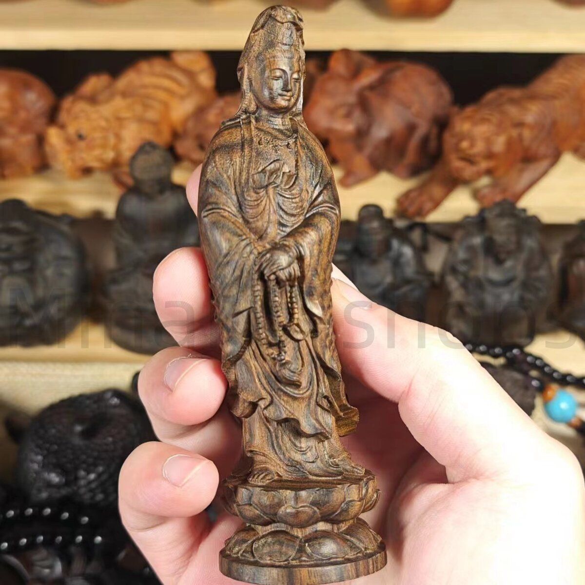 観音菩薩 神 神様 仏 仏像 木製 木彫 オブジェ 幸運 長寿 縁起物 魔