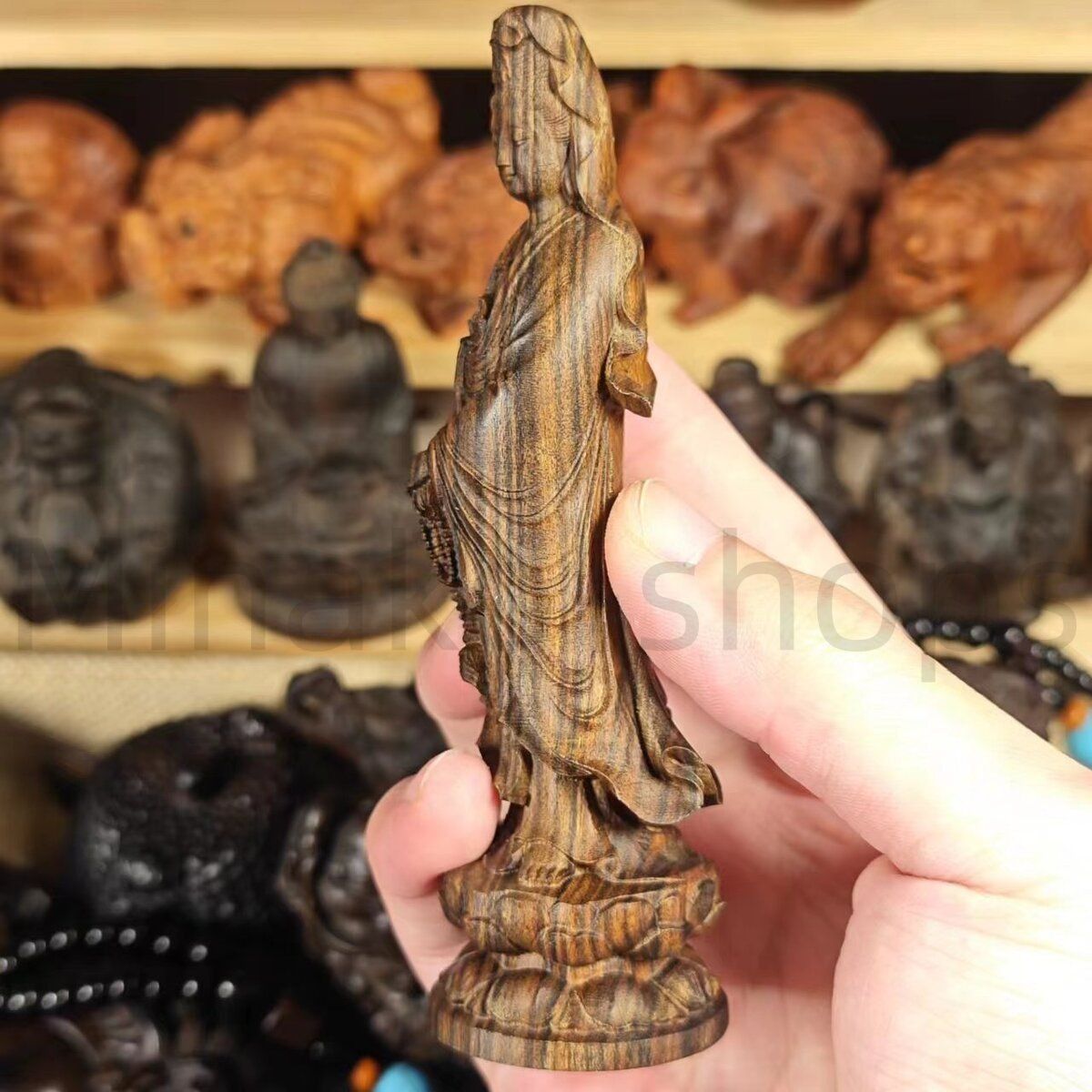 観音菩薩 神 神様 仏 仏像 木製 木彫 オブジェ 幸運 長寿 縁起物 魔