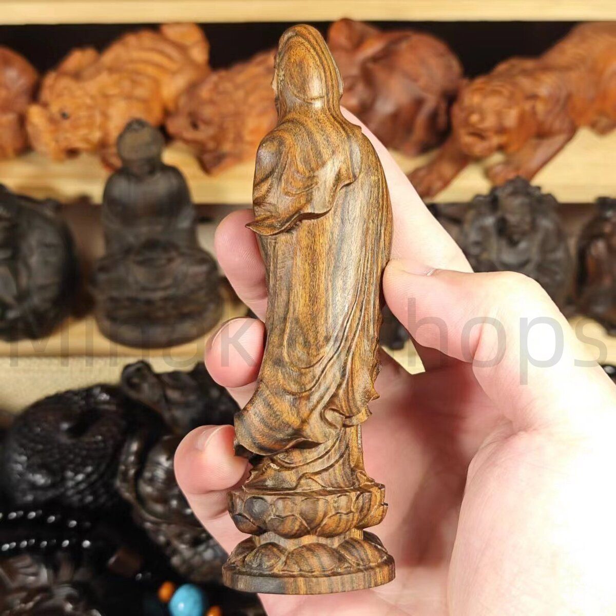 観音菩薩 神 神様 仏 仏像 木製 木彫 オブジェ 幸運 長寿 縁起物 魔