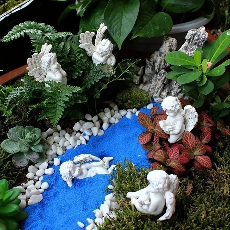 ベランダ　お庭　インテリア　可愛い　天使像　ガーデニング ベランダお庭インテリア可愛い天使像ガーデニング