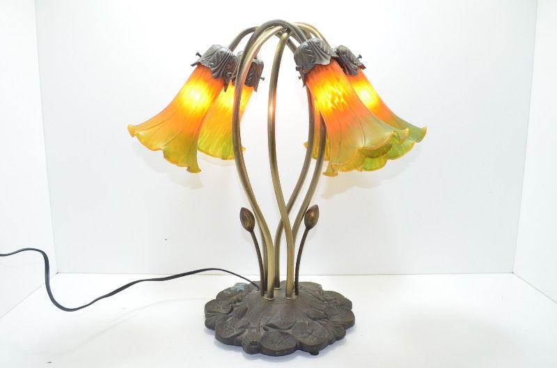 モギクラフト アンティーク 卓上ランプ サントノーレ 5灯 ガラスシェード 100 V 75 W