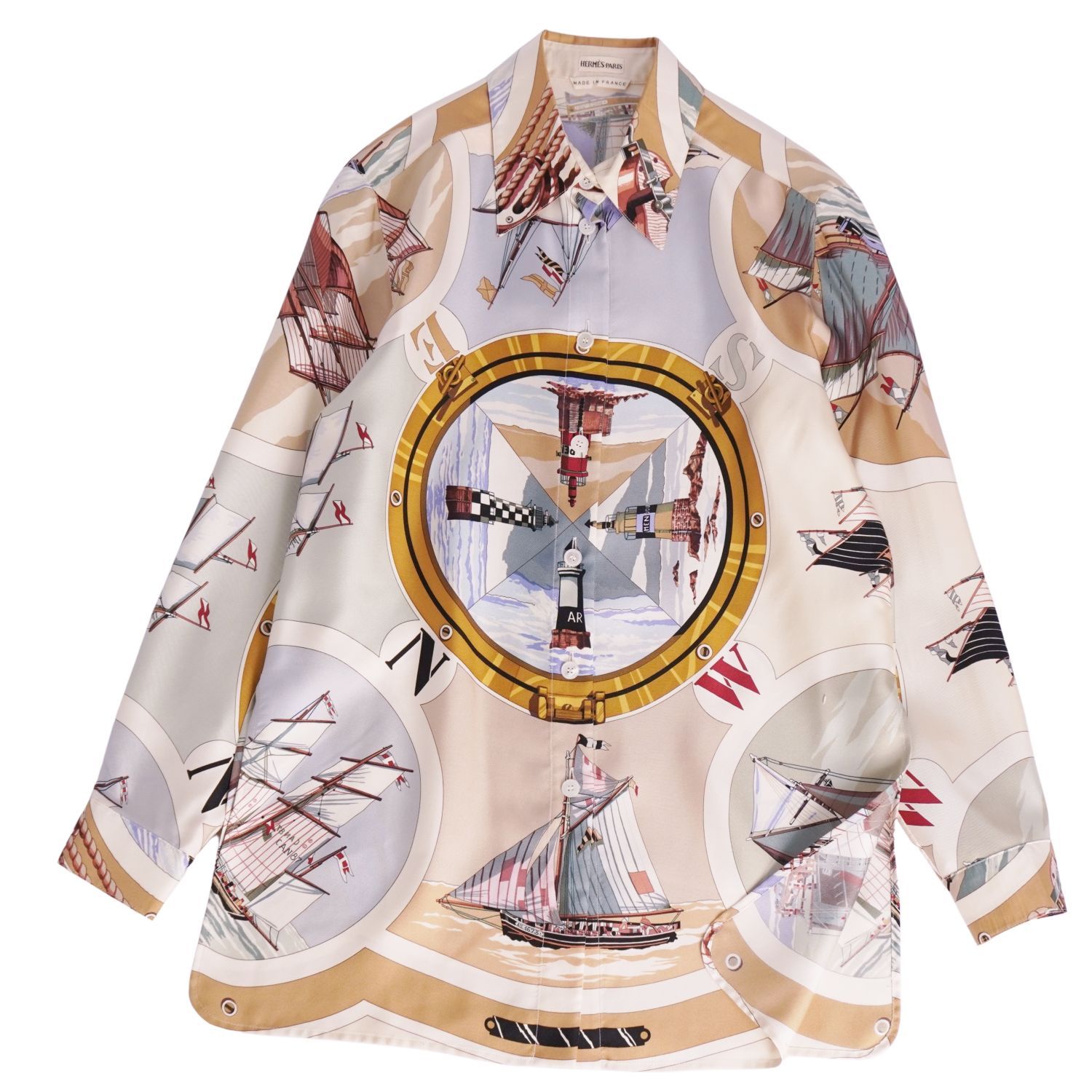 美品 エルメス HERMES マルジェラ期 シャツ ブラウス 長袖 シルク BE