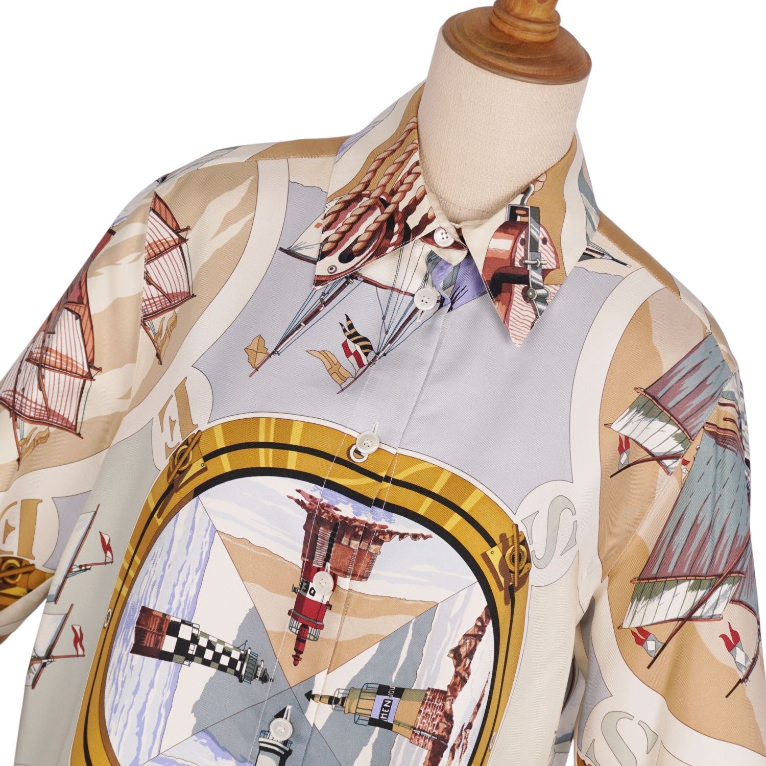 美品 エルメス HERMES マルジェラ期 シャツ ブラウス 長袖 シルク BE