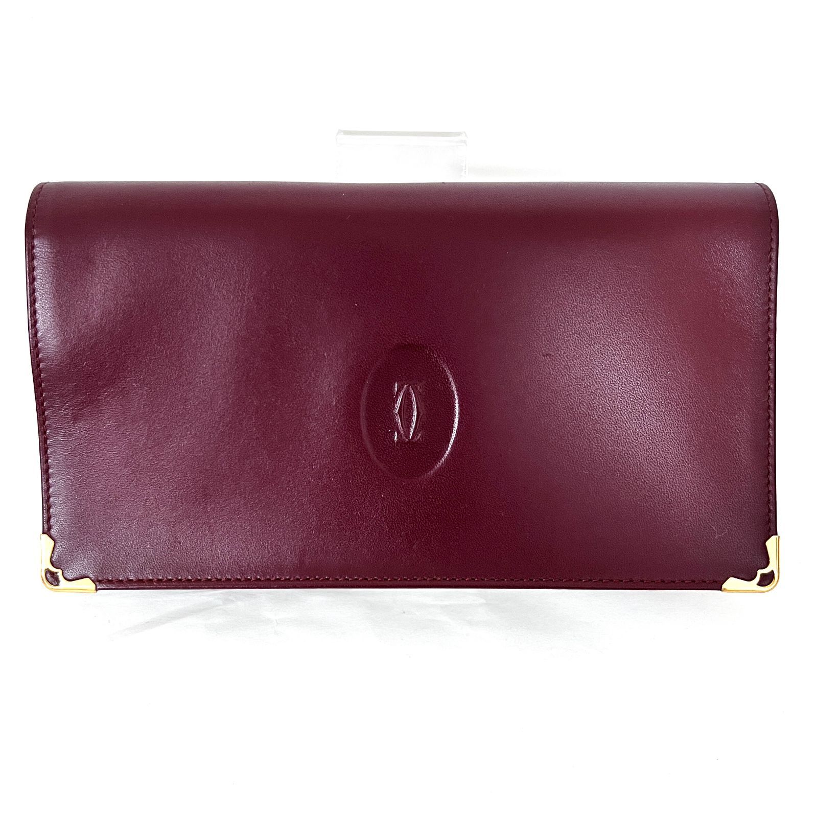 SD 4321 Cartier カルティエ マストライン ボルドー レザー がま口 二つ折り長財布 ロングウォレット ラージウォレット