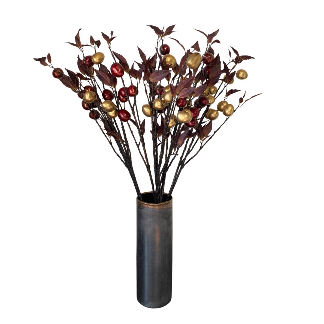アンティークレッド×ゴールド花器の豪華アレンジメント／秋・クリスマス・お正月 アンティークレッド×ゴールド花器の豪華アレンジメント／秋