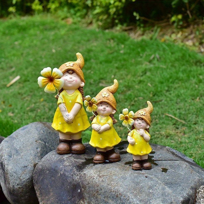 オブジェ 置物 ガーデンオーナメント 少女 女の子 3人セット
