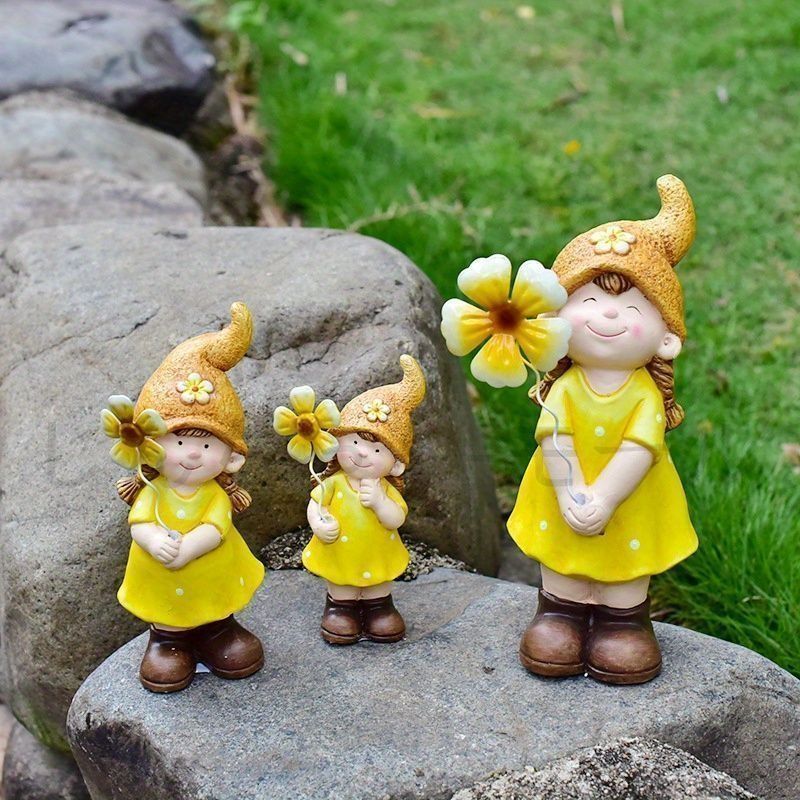 オブジェ 置物 ガーデンオーナメント 少女 女の子 3人セット