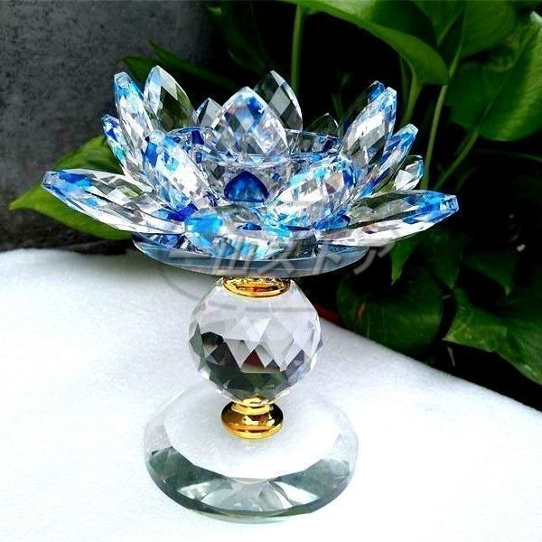 新品・未使用】燭台 キャンドルホルダー クリスタルガラス 蓮の花