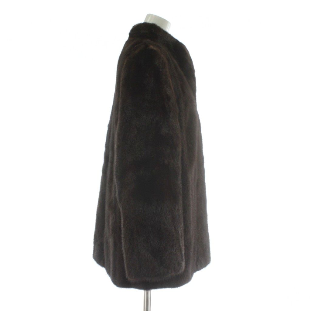 ノーブランド ファーコート アウター 毛皮 ミンク ミドル 11 L 茶色