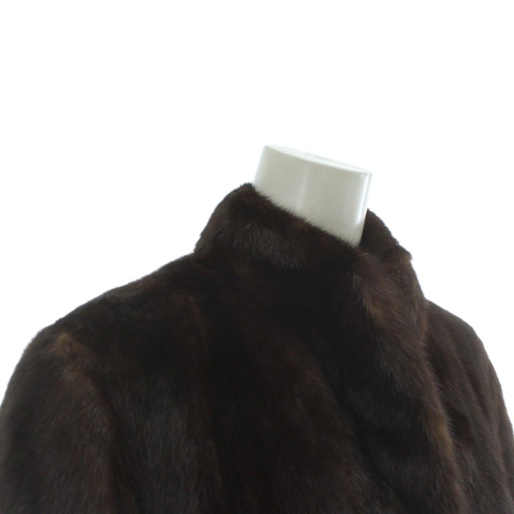 ノーブランド ファーコート アウター 毛皮 ミンク ミドル 11 L 茶色