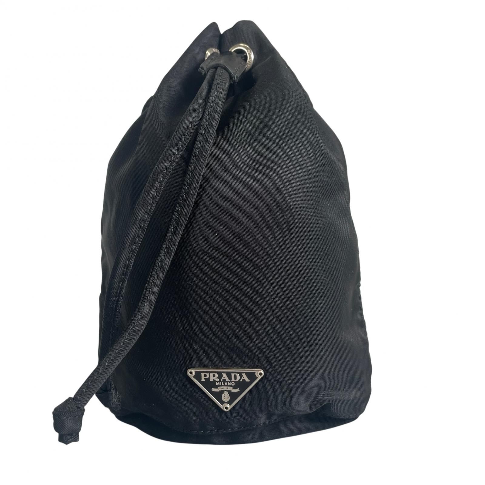 PRADA プラダ その他バッグ ナイロン ブラック ユニセックス トライアングルロゴ 巾着 ポーチ