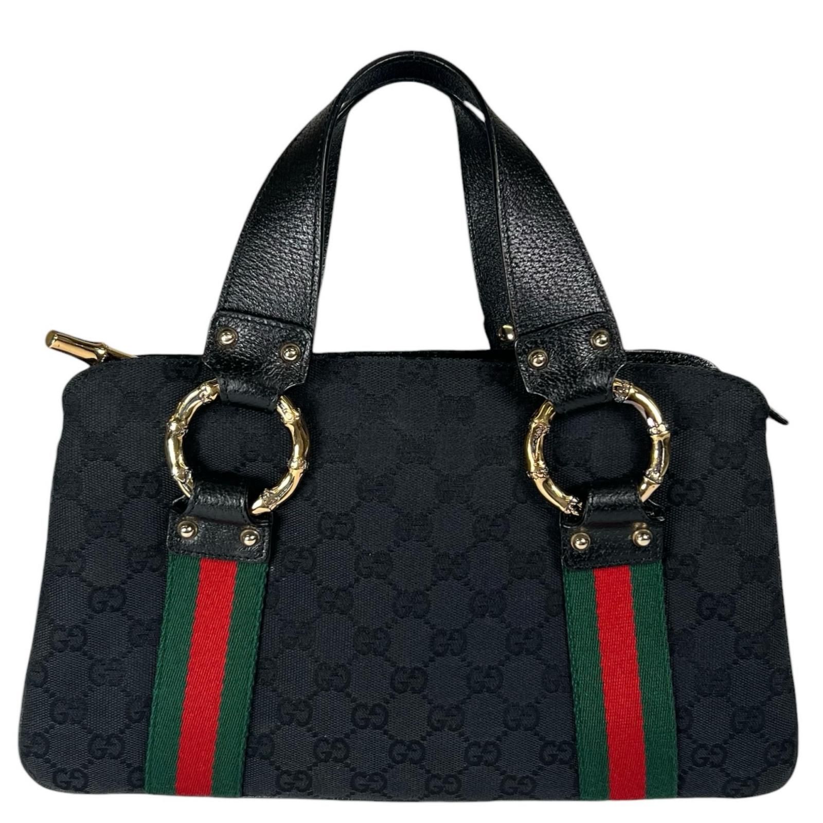 美品 GUCCI グッチ ﾒﾀﾙﾊﾞﾝﾌﾞｰ 131324 ハンドバッグ GGキャンバス