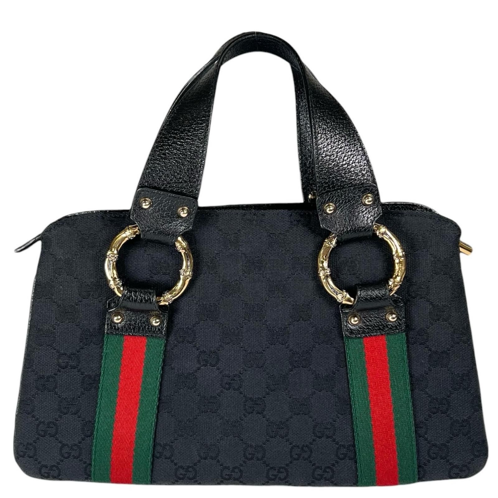 美品 GUCCI グッチ ﾒﾀﾙﾊﾞﾝﾌﾞｰ 131324 ハンドバッグ GGキャンバス