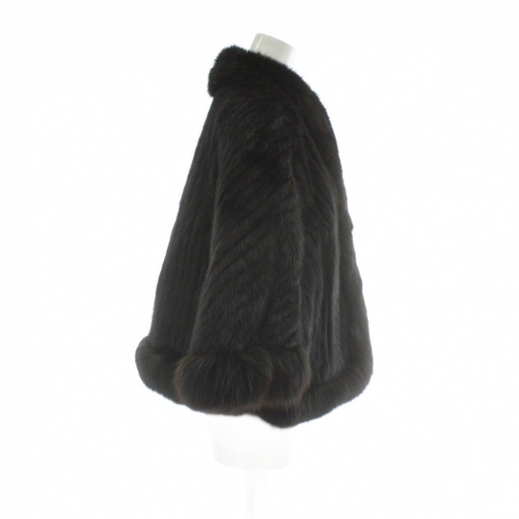 【中古】LA NAVE Femme ファーコート ポンチョ ケープ アウター 毛皮 ミンク フォックス F 茶色 ブラウン /XZ ■GY18 LA NAVE Femme ファーコート ポンチョ ケープ アウター 毛皮 ミンク